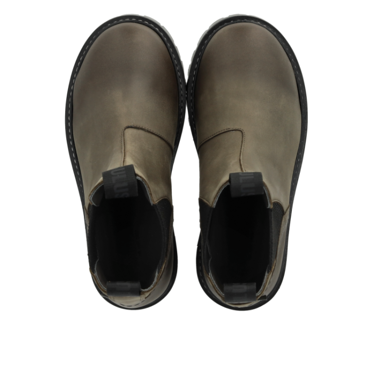 chelsea boot with brogue pat dark olive blac