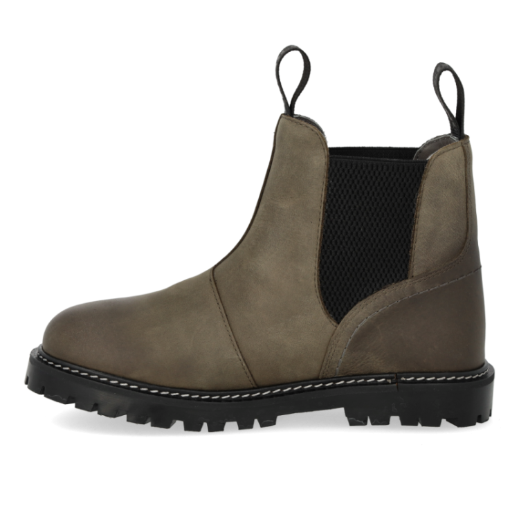 chelsea boot with brogue pat dark olive blac