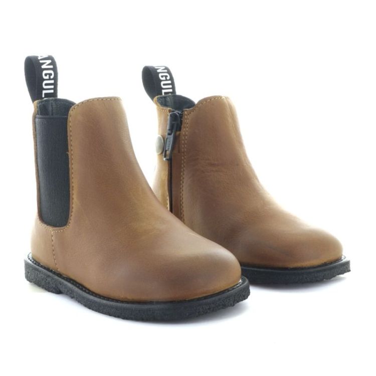 chelsea boot with logo tape cognac black
