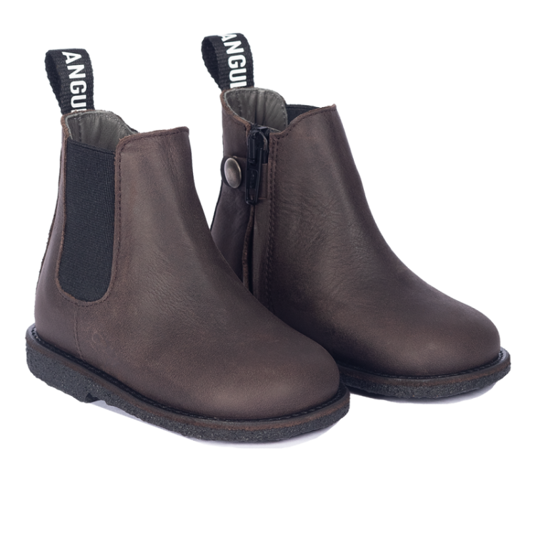 chelsea boot with logo tape dark brown blac