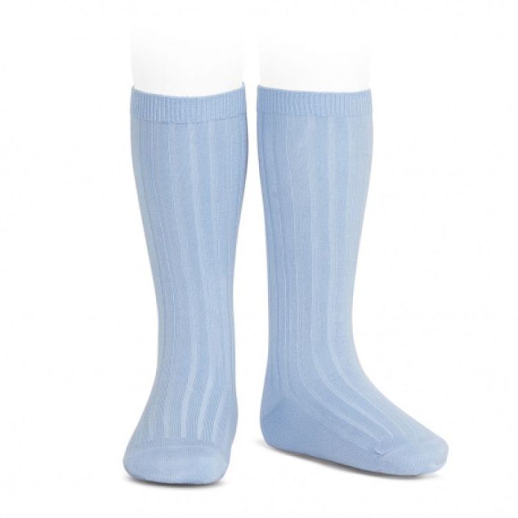 basic rib knee high socks 429 light blue