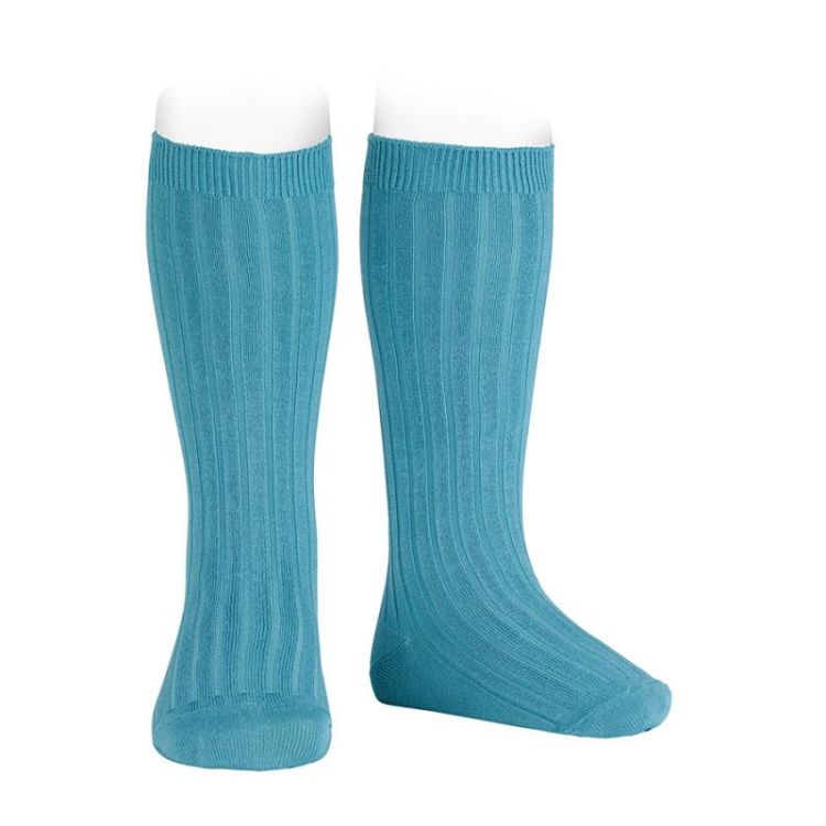 basic rib knee high socks 435 stone blue