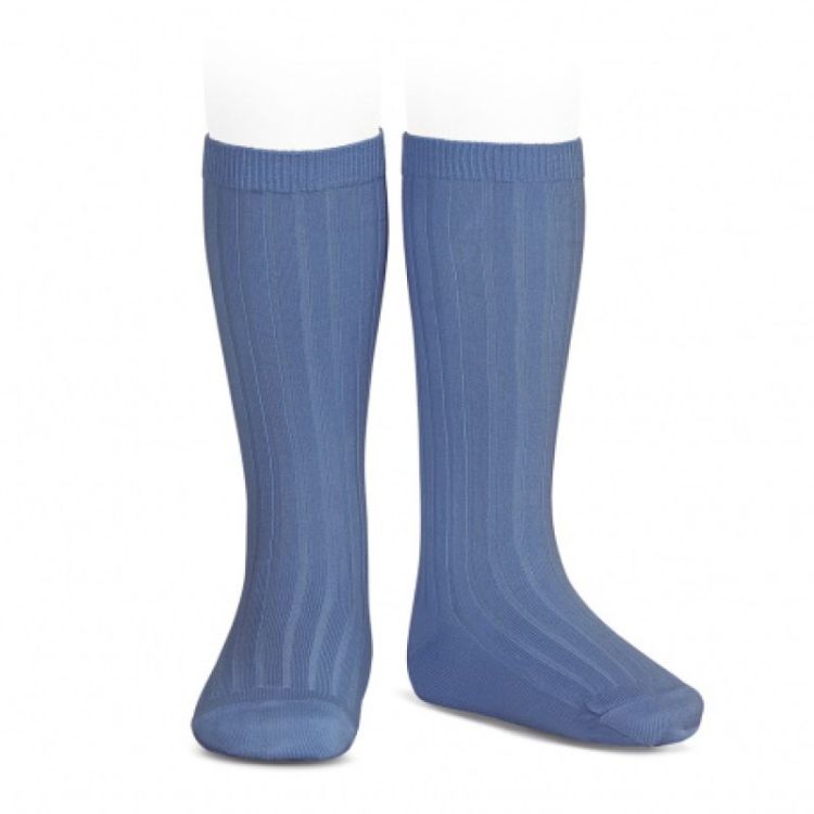 basic rib knee high socks 449 french blue