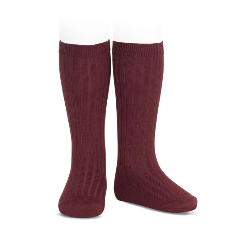 basic rib knee high socks 575 garnet