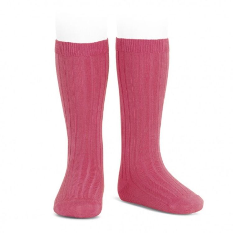 basic rib knee high socks 589 coral