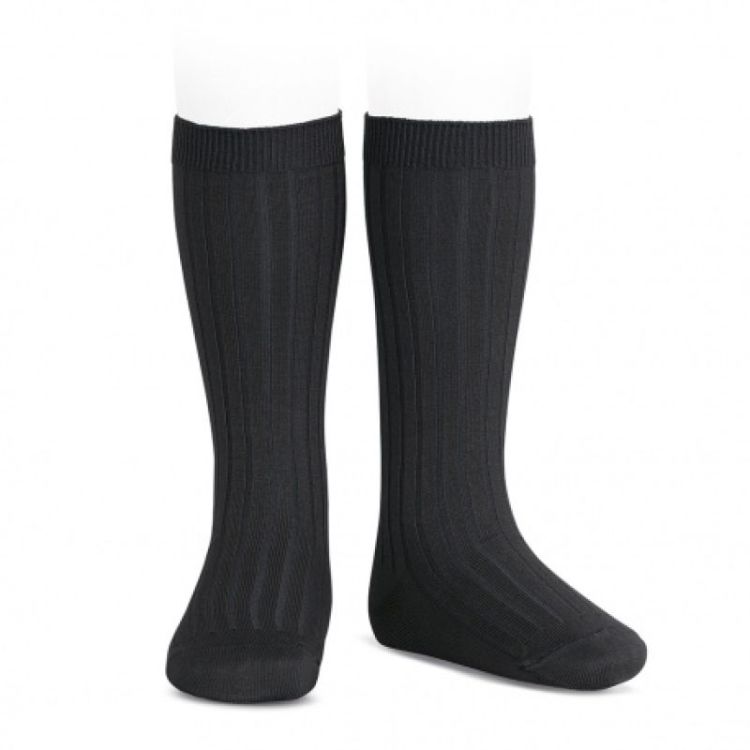 basic rib knee high socks 900 nero