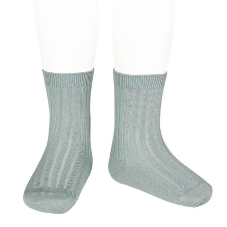 basic rib short socks 756 dry green