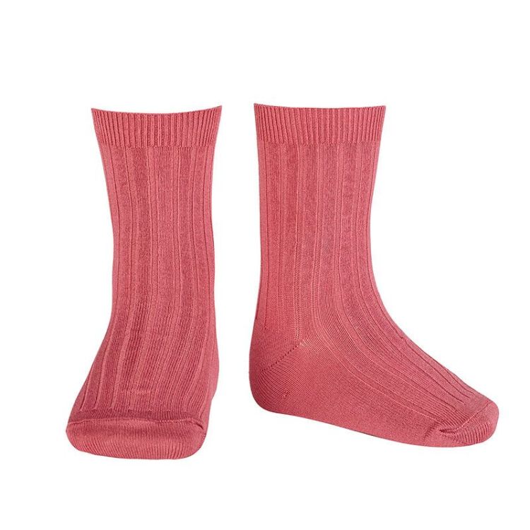 basic rib short socks 521 carmine