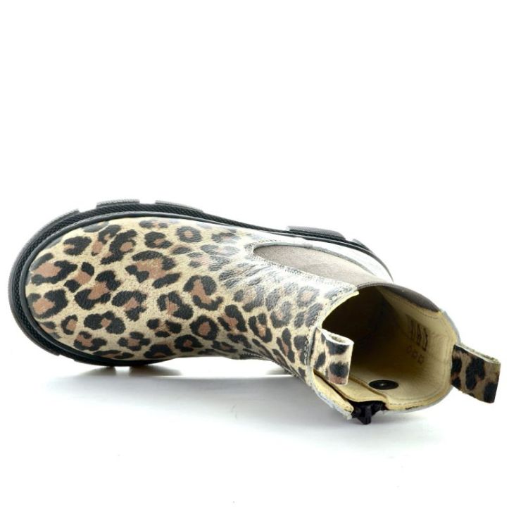 Ankle boot with elastic & zip beige leo