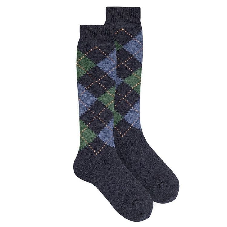 klassieke argyle kniekous 480 navy blue