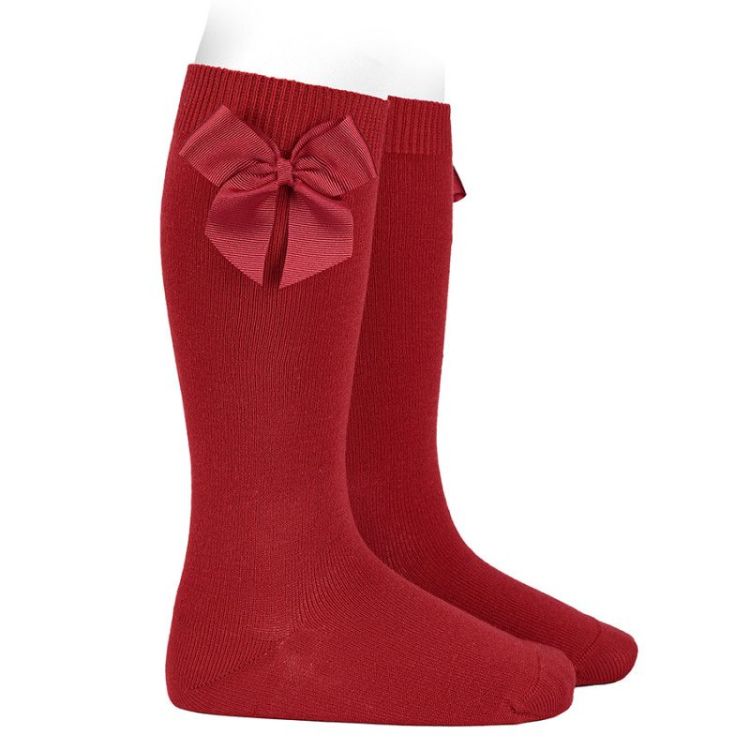 katoen kniekous met strik 578 red velvet