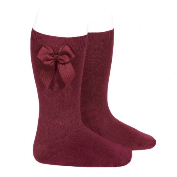 katoen kniekous met strik 575 garnet
