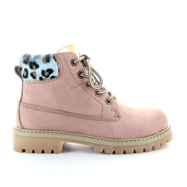 Bottines met rits en veter rosa anti
